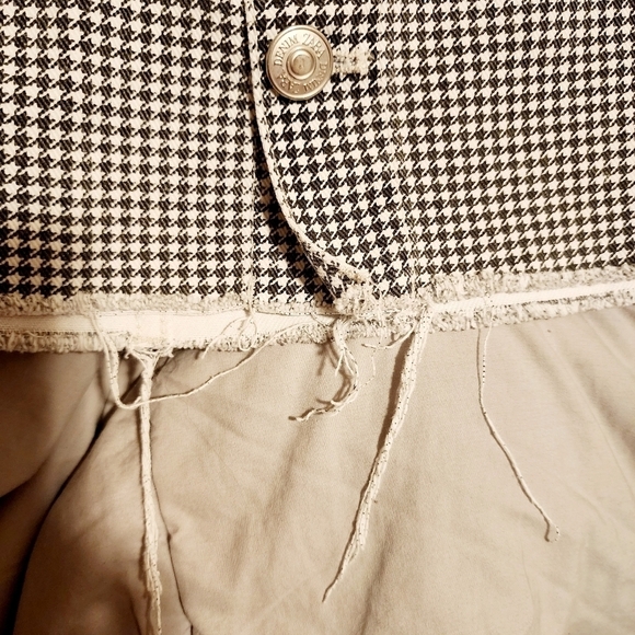 Zara Micro Houndstooth Black White Button Down Front Denim Mini Skirt Women's M - Picture 7 of 9